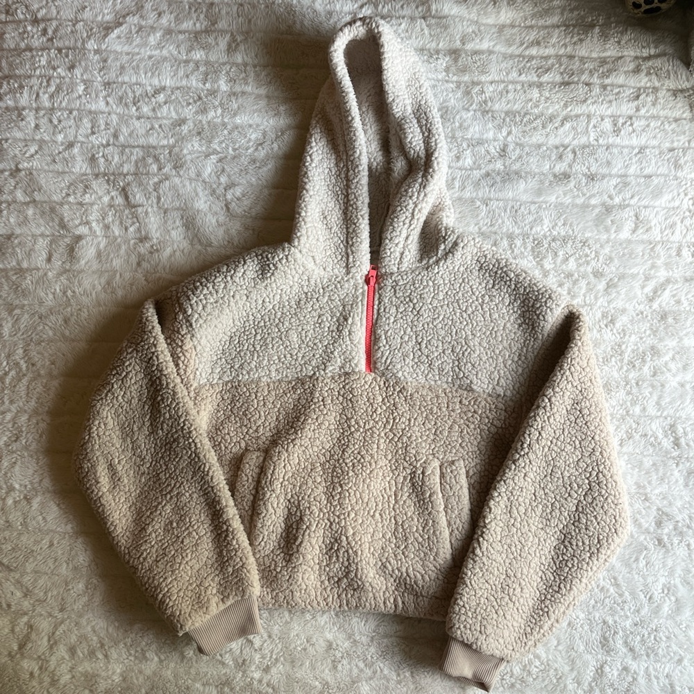cropped sherpa quarter zip